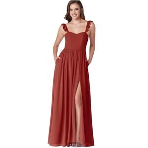 Azazie Metz Terracotta Chiffon Dresss